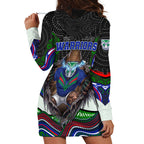 New Zealand Warriors Hoodie Dress The Scream of Lightning Eyes - Indigenous Dot Ripping Effect