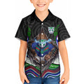 New Zealand Warriors Kid Hawaiian Shirt The Scream of Lightning Eyes - Indigenous Dot Ripping Effect