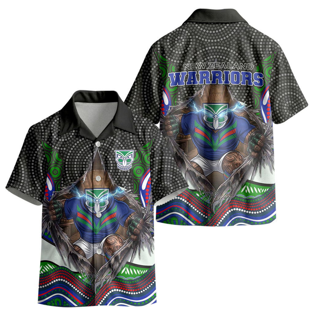 New Zealand Warriors Kid Hawaiian Shirt The Scream of Lightning Eyes - Indigenous Dot Ripping Effect