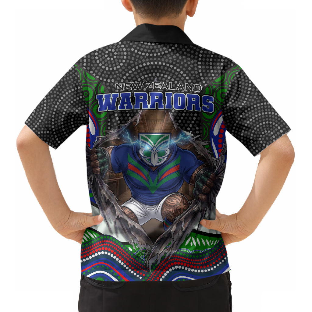 New Zealand Warriors Kid Hawaiian Shirt The Scream of Lightning Eyes - Indigenous Dot Ripping Effect