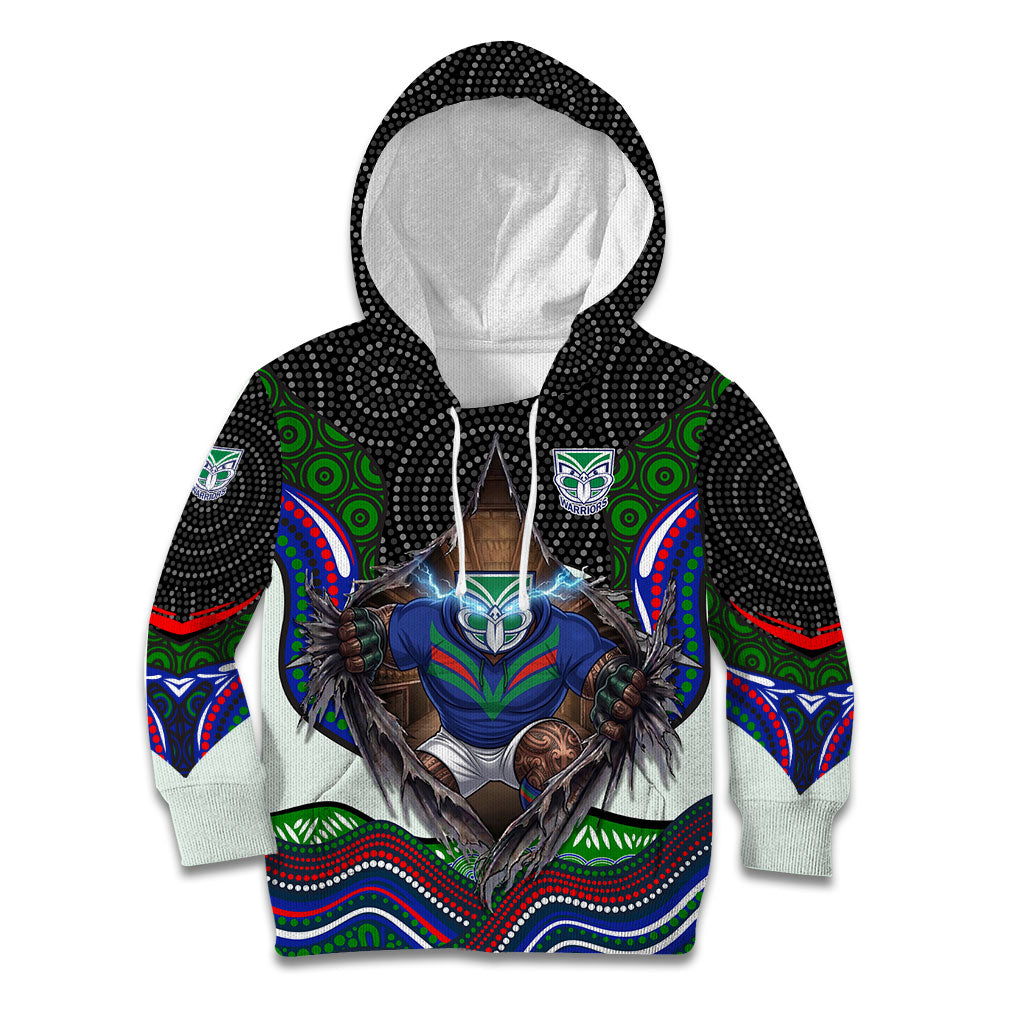 New Zealand Warriors Kid Hoodie The Scream of Lightning Eyes - Indigenous Dot Ripping Effect