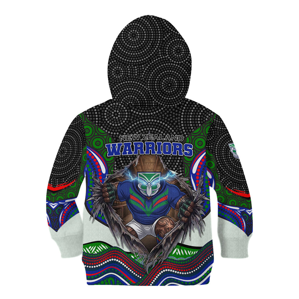 New Zealand Warriors Kid Hoodie The Scream of Lightning Eyes - Indigenous Dot Ripping Effect
