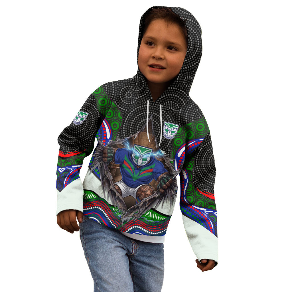 New Zealand Warriors Kid Hoodie The Scream of Lightning Eyes - Indigenous Dot Ripping Effect