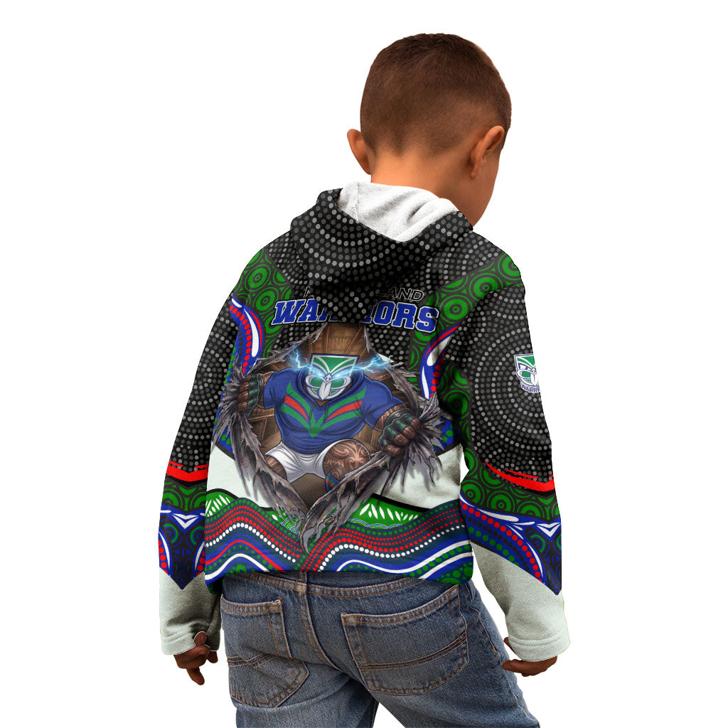 New Zealand Warriors Kid Hoodie The Scream of Lightning Eyes - Indigenous Dot Ripping Effect