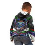 New Zealand Warriors Kid Hoodie The Scream of Lightning Eyes - Indigenous Dot Ripping Effect