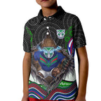 New Zealand Warriors Kid Polo Shirt The Scream of Lightning Eyes - Indigenous Dot Ripping Effect