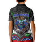 New Zealand Warriors Kid Polo Shirt The Scream of Lightning Eyes - Indigenous Dot Ripping Effect