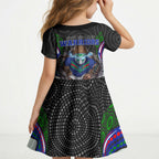 New Zealand Warriors Kid Short Sleeve Dress The Scream of Lightning Eyes - Indigenous Dot Ripping Effect