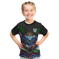 New Zealand Warriors Kid T Shirt The Scream of Lightning Eyes - Indigenous Dot Ripping Effect