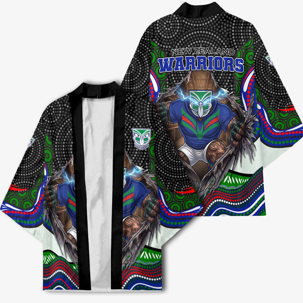New Zealand Warriors Kimono The Scream of Lightning Eyes - Indigenous Dot Ripping Effect