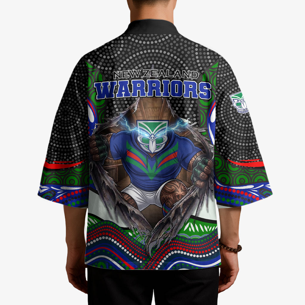New Zealand Warriors Kimono The Scream of Lightning Eyes - Indigenous Dot Ripping Effect