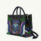 New Zealand Warriors Leather Bag The Scream of Lightning Eyes - Indigenous Dot Ripping Effect