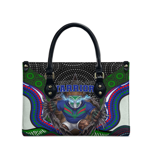 New Zealand Warriors Leather Bag The Scream of Lightning Eyes - Indigenous Dot Ripping Effect