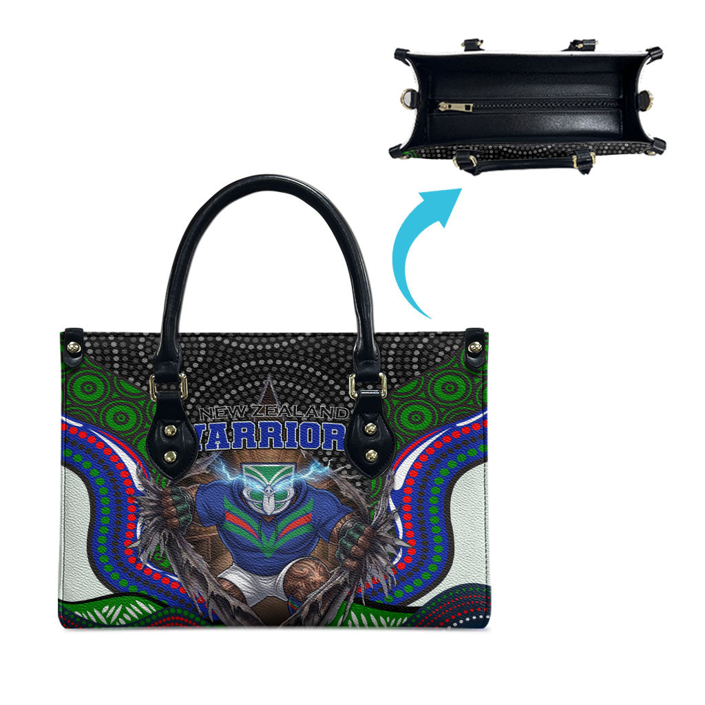 New Zealand Warriors Leather Bag The Scream of Lightning Eyes - Indigenous Dot Ripping Effect