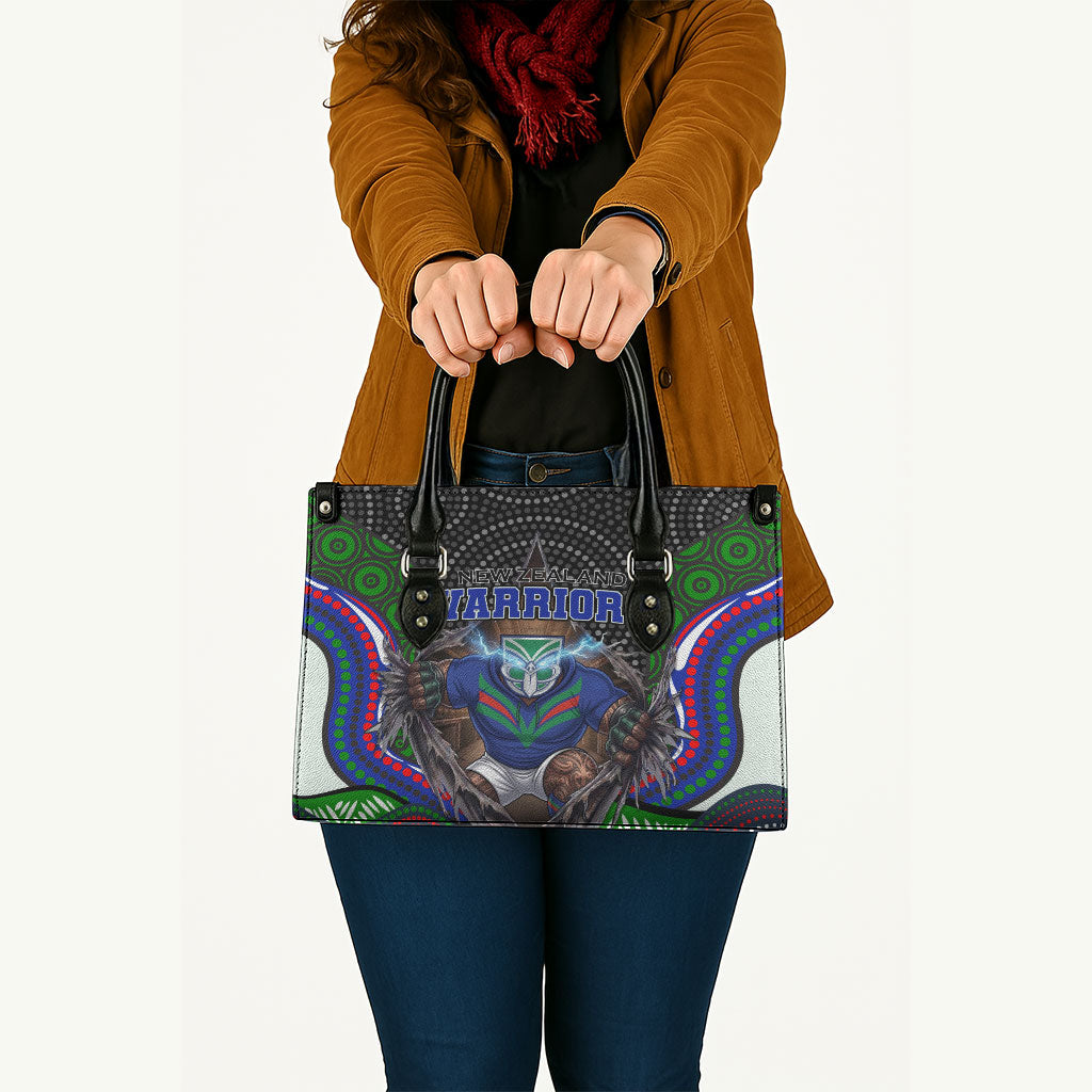 New Zealand Warriors Leather Bag The Scream of Lightning Eyes - Indigenous Dot Ripping Effect