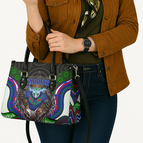 New Zealand Warriors Leather Bag The Scream of Lightning Eyes - Indigenous Dot Ripping Effect