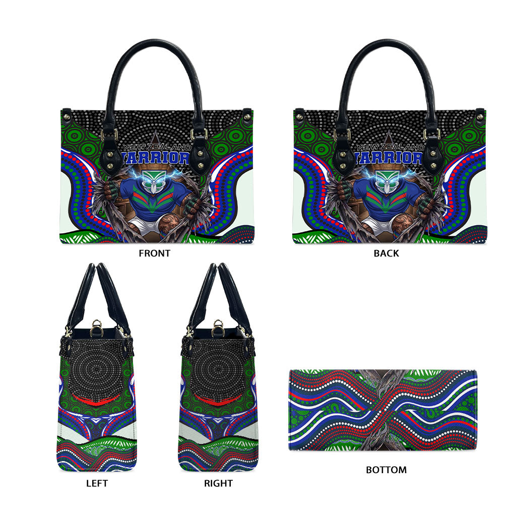 New Zealand Warriors Leather Bag The Scream of Lightning Eyes - Indigenous Dot Ripping Effect