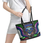 New Zealand Warriors Leather Tote Bag The Scream of Lightning Eyes - Indigenous Dot Ripping Effect