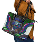 New Zealand Warriors Leather Tote Bag The Scream of Lightning Eyes - Indigenous Dot Ripping Effect