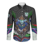 New Zealand Warriors Long Sleeve Button Shirt The Scream of Lightning Eyes - Indigenous Dot Ripping Effect