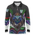 New Zealand Warriors Long Sleeve Polo Shirt The Scream of Lightning Eyes - Indigenous Dot Ripping Effect