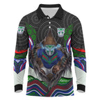 New Zealand Warriors Long Sleeve Polo Shirt The Scream of Lightning Eyes - Indigenous Dot Ripping Effect
