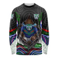 New Zealand Warriors Long Sleeve Shirt The Scream of Lightning Eyes - Indigenous Dot Ripping Effect