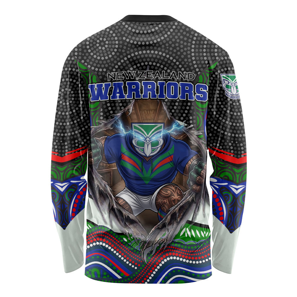 New Zealand Warriors Long Sleeve Shirt The Scream of Lightning Eyes - Indigenous Dot Ripping Effect