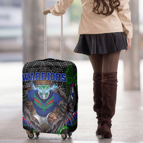 New Zealand Warriors Luggage Cover The Scream of Lightning Eyes - Indigenous Dot Ripping Effect