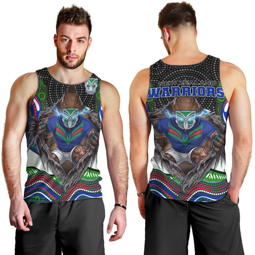 New Zealand Warriors Men Tank Top The Scream of Lightning Eyes - Indigenous Dot Ripping Effect