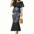 New Zealand Warriors Mermaid Dress The Scream of Lightning Eyes - Indigenous Dot Ripping Effect