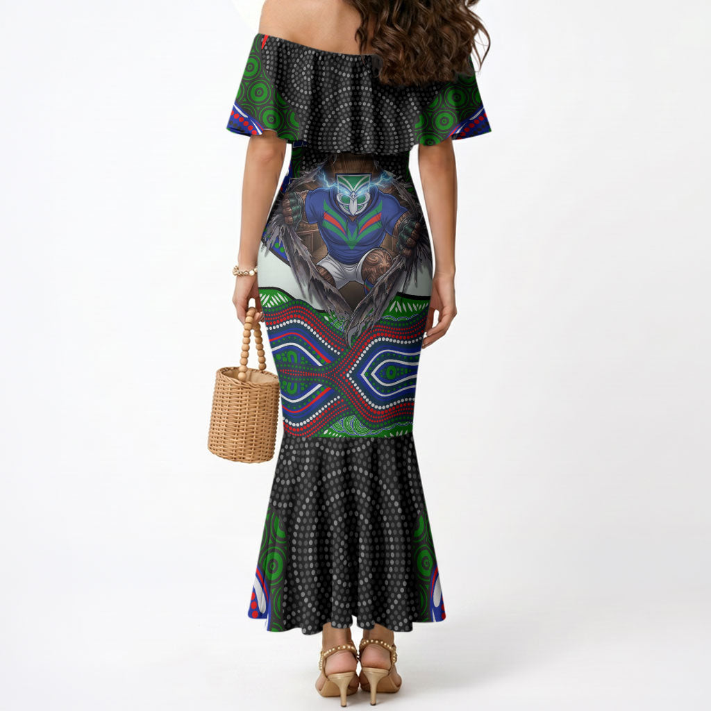 New Zealand Warriors Mermaid Dress The Scream of Lightning Eyes - Indigenous Dot Ripping Effect