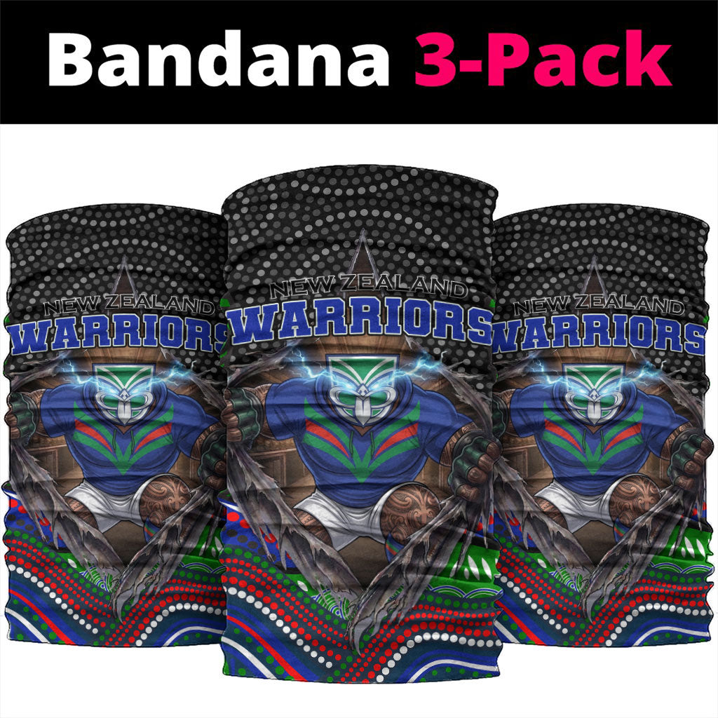 New Zealand Warriors Neck Gaiter The Scream of Lightning Eyes - Indigenous Dot Ripping Effect
