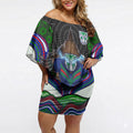 New Zealand Warriors Off Shoulder Short Dress The Scream of Lightning Eyes - Indigenous Dot Ripping Effect