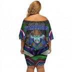 New Zealand Warriors Off Shoulder Short Dress The Scream of Lightning Eyes - Indigenous Dot Ripping Effect