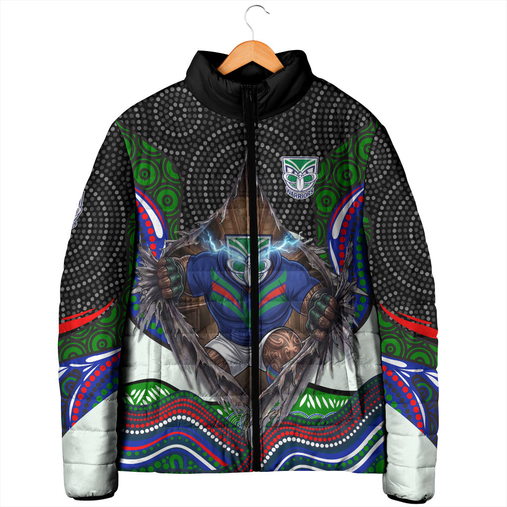 New Zealand Warriors Padded Jacket The Scream of Lightning Eyes - Indigenous Dot Ripping Effect