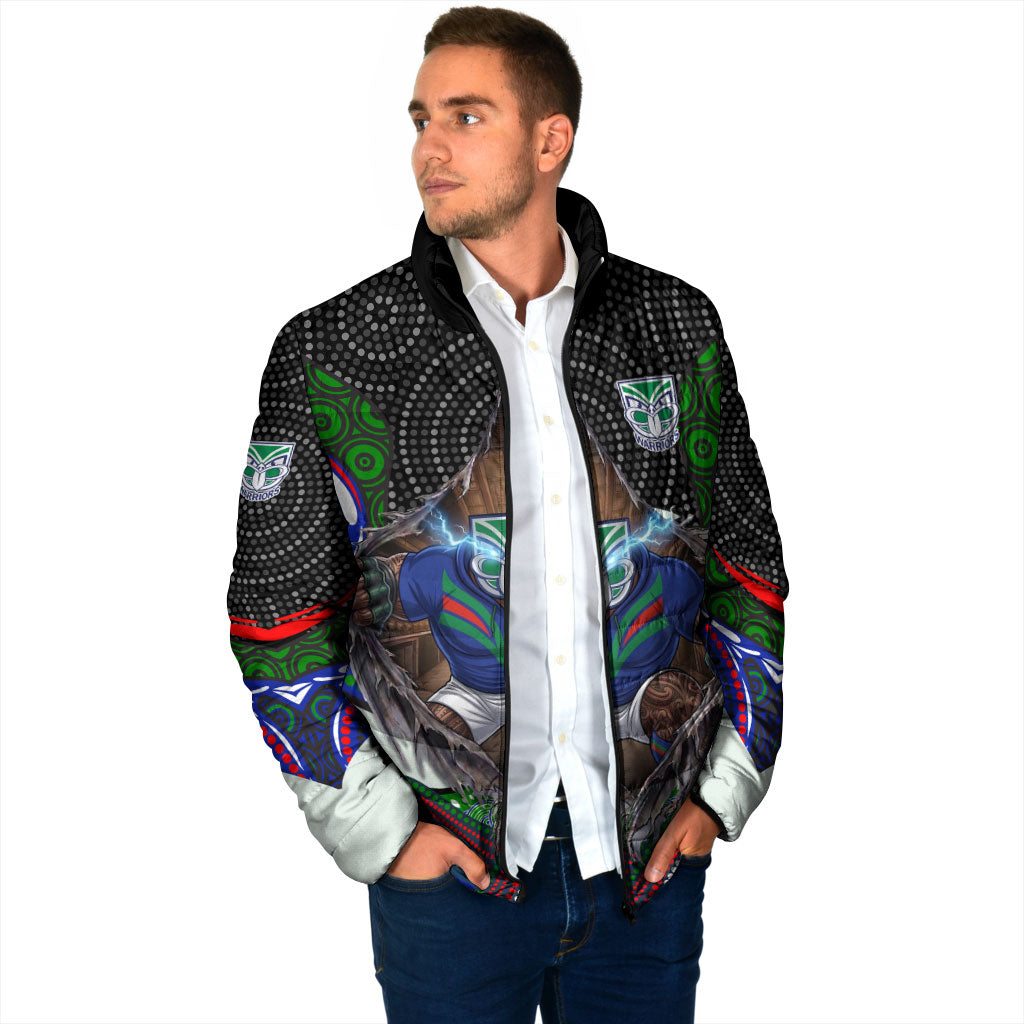 New Zealand Warriors Padded Jacket The Scream of Lightning Eyes - Indigenous Dot Ripping Effect