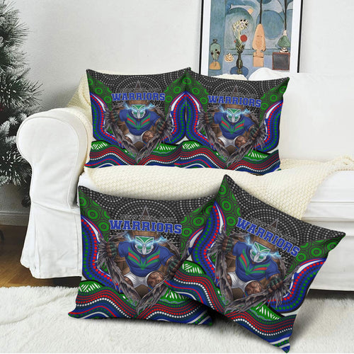 New Zealand Warriors Pillow Cover The Scream of Lightning Eyes - Indigenous Dot Ripping Effect