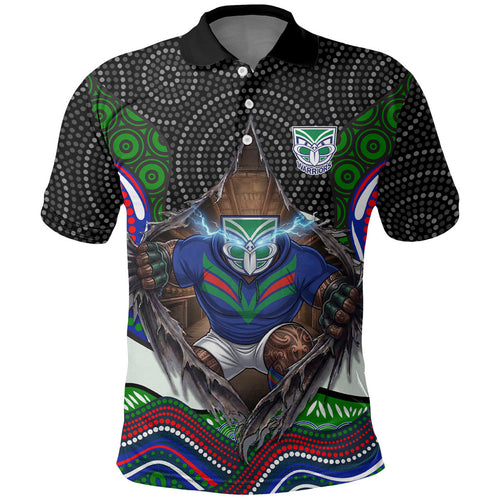 New Zealand Warriors Polo Shirt The Scream of Lightning Eyes - Indigenous Dot Ripping Effect