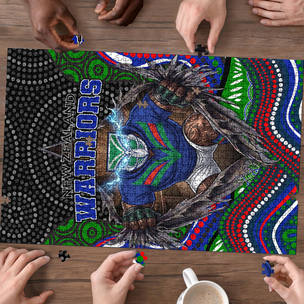 New Zealand Warriors Puzzle The Scream of Lightning Eyes - Indigenous Dot Ripping Effect