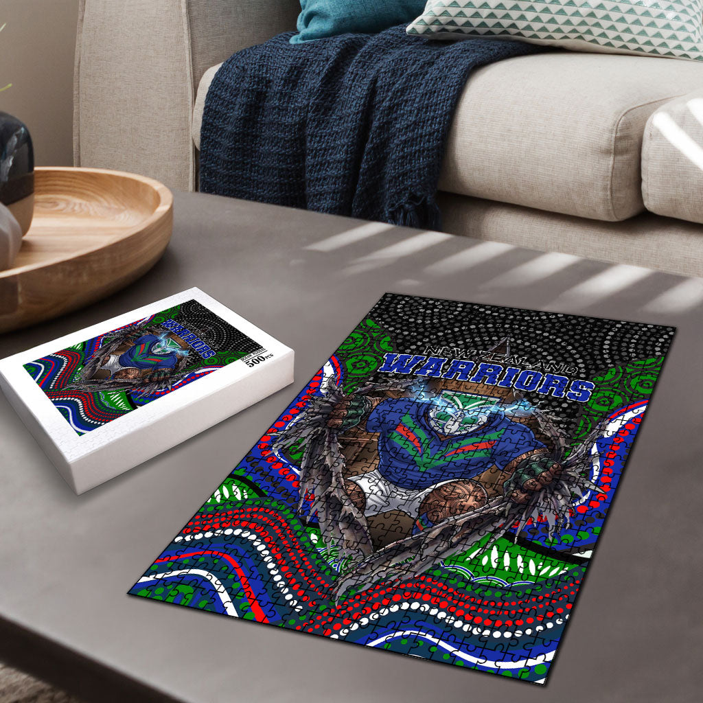 New Zealand Warriors Puzzle The Scream of Lightning Eyes - Indigenous Dot Ripping Effect