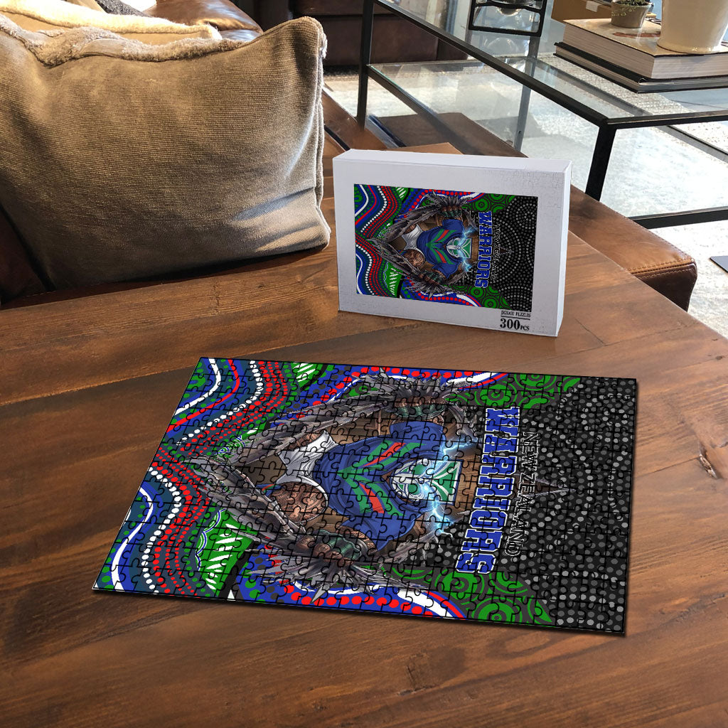 New Zealand Warriors Puzzle The Scream of Lightning Eyes - Indigenous Dot Ripping Effect