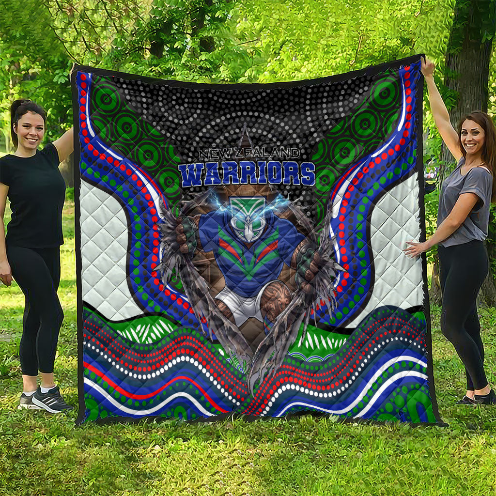 New Zealand Warriors Quilt The Scream of Lightning Eyes - Indigenous Dot Ripping Effect