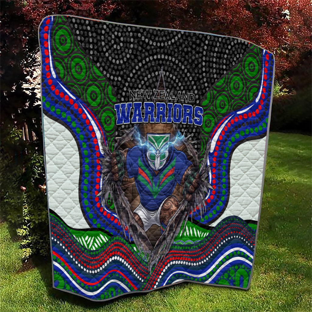 New Zealand Warriors Quilt The Scream of Lightning Eyes - Indigenous Dot Ripping Effect