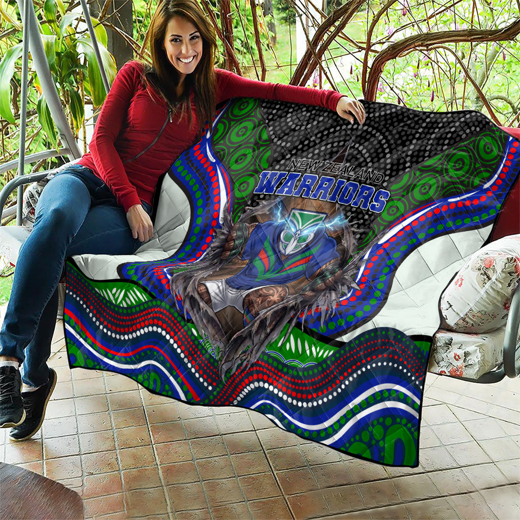 New Zealand Warriors Quilt The Scream of Lightning Eyes - Indigenous Dot Ripping Effect