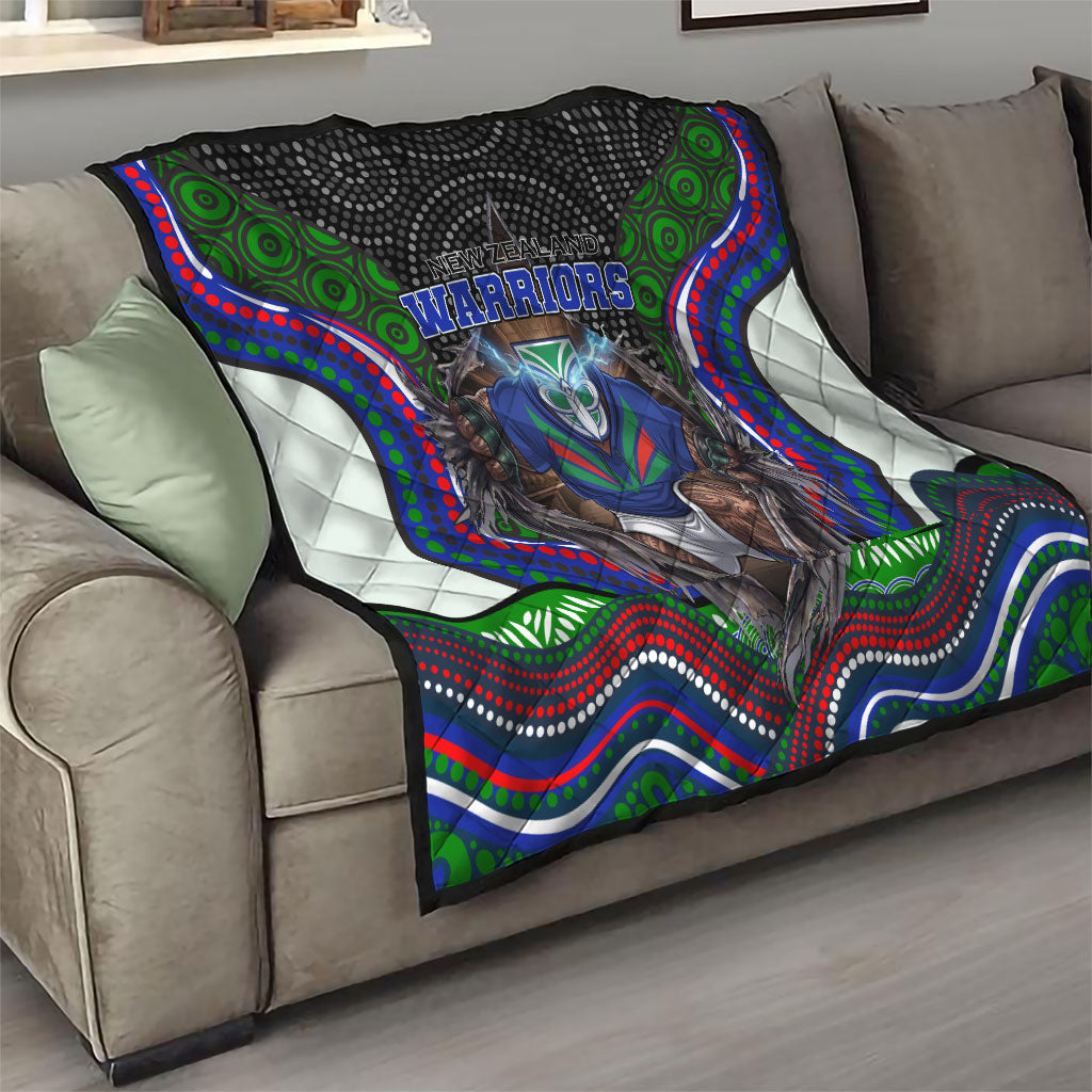 New Zealand Warriors Quilt The Scream of Lightning Eyes - Indigenous Dot Ripping Effect