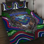 New Zealand Warriors Quilt Bed Set The Scream of Lightning Eyes - Indigenous Dot Ripping Effect