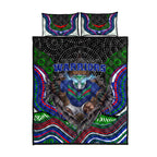 New Zealand Warriors Quilt Bed Set The Scream of Lightning Eyes - Indigenous Dot Ripping Effect