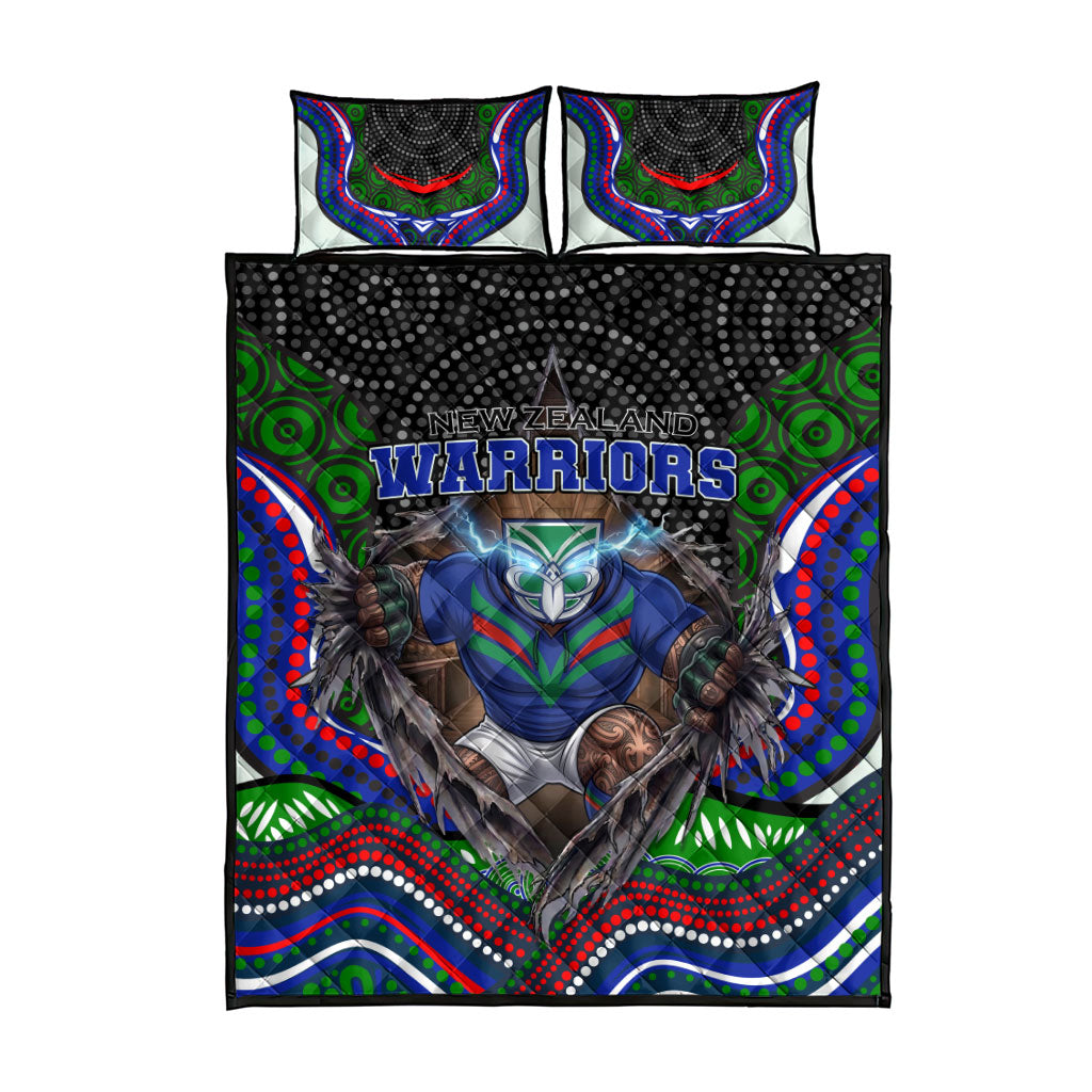 New Zealand Warriors Quilt Bed Set The Scream of Lightning Eyes - Indigenous Dot Ripping Effect
