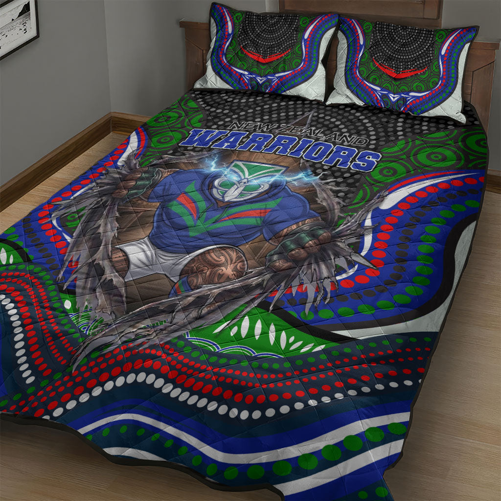 New Zealand Warriors Quilt Bed Set The Scream of Lightning Eyes - Indigenous Dot Ripping Effect